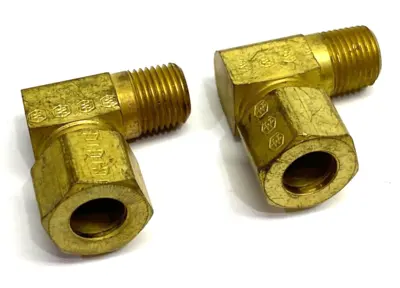 None | Brass Elbow Compression Fitting 8mm OD Tube to 7/16-20 NPT Male Thread LOT OF 2 - New Other