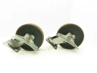 Colson 5-8-138 Caster Wheel Swivel 8" x 2" w/Lock Cast Iron 9-1/2" H Lot of 2