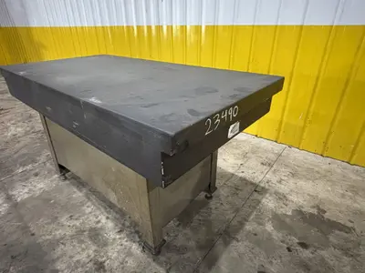 36" X 72" X 9" THICK BLACK GRANITE SURFACE PLATE WITH STAND: STOCK #23490