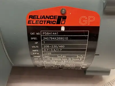 USED ABB, BALDOR RELIANCE ELECTRIC MOTOR 1HP, 1725RPM, 3PH, 56C, 34G794X269G10