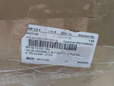 4" SPX K 125-00-02-19 Tri-Clamp Actuated Butterfly Valve New NIB
