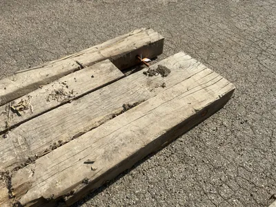 (2) Used Wood Crane Mats, approx. 18’ long, 40” and 47” widths, approx. 8” thick, showing wear
