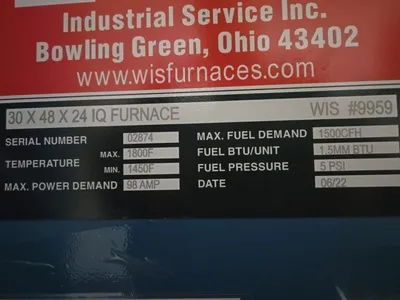 2022 WILLIAMS INDUSTRIAL SERVICE 30X48X24-IQ Harden (Quench & Temper) Furnaces | Mohawk Machinery (9)