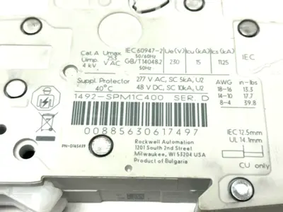 1492-SPM1C400 | Allen Bradley  Ser. D Circuit Breaker Miniature 40A 1P - Used