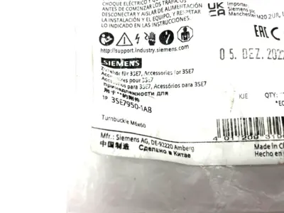 New | in-Stock SIEMENS DIE CAST TURNBUCKLE STEEL M6X60 Misc Fasteners Michigan US | Maverick Industrial Sales #1091002