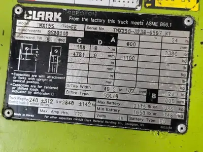 2008 Clark TMX15S 3000lb Electric Forklift