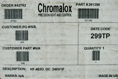 NEW CHROMALOX 261390 PORTABLE BLOWER HEATER HF-403D DC 240V1P