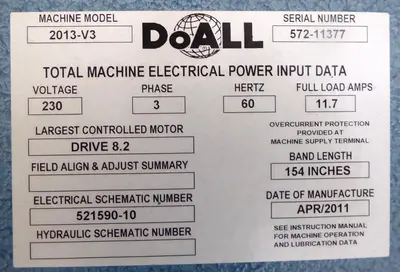 USED 2005 DOALL 2013-V3