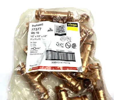 New | in-Stock Viega ProPress Tee, P x P x P - Model 2918 Copper Press Connection 10-P Valves/Fittings Michigan US | Maverick Industrial Sales #1462903