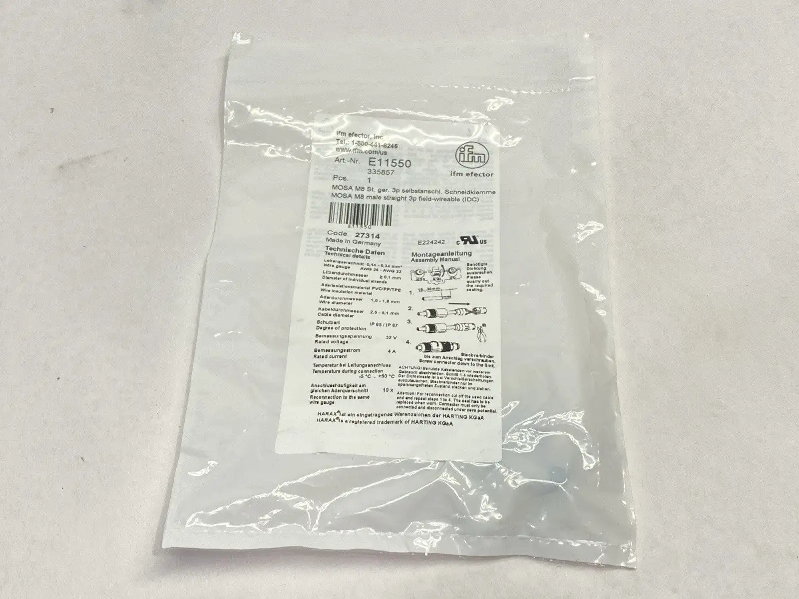 New | in-Stock ifm Wireable Plug M8 3-Pin Male SSTGF030MSSFPKG Electrical Fittings Michigan US | Maverick Industrial Sales #1395661