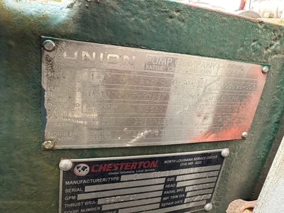 3 x 1.5 Union TD-30 Triplex Pump, 13.6 GPM, 10 HP