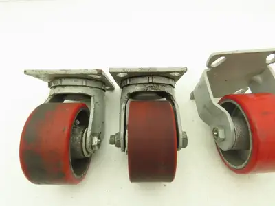 Fairbanks 4" Caster Wheel Poly/Cast (2) Swivel (2) 5-1/2" OAH Rigid Lot of 4