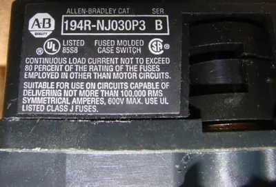 USED ALLEN BRADLEY 194R-NJ030P3 SER B