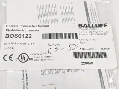 New | in-Stock Balluff BOS0122,BOS 5K-PO-RR10-S75-S Photoelectric Sensors Michigan US | Maverick Industrial Sales #1397515