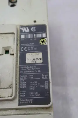 CUTLER-HAMMER HM2P400X5WS10 MOTOR CIRCUIT PROTECTOR SERIES C STOCK #3207