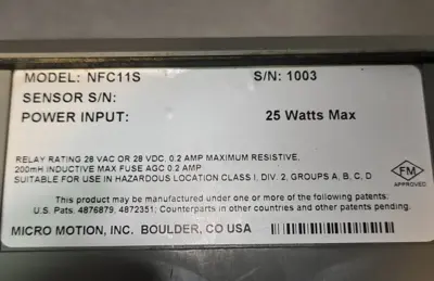 USED Micro Motion Micro Motion NFC11S