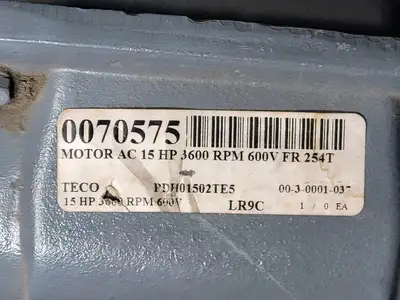 15 hp, 575 volts, 3525 rpm, 254T Electric Motor