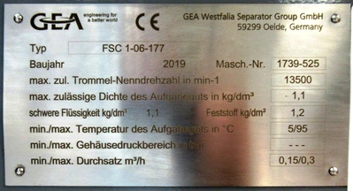Westfalia FSC 1-06-177 Pathfinder biotech clarifier module, 316SS.