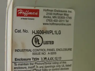Hoffman HJ606HWPL1LG Composite Electrical Enclosure 7.31x7.31x4.96 W/Back plate