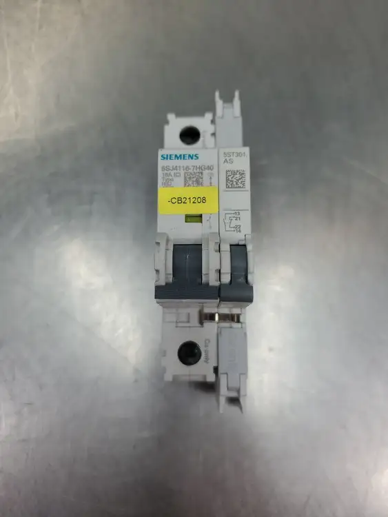 Used Siemens 5SJ4116-7HG40 CIRCUIT BREAKER W/5ST301 AS Auxiliary Switch Circuit Breakers South Carolina US | Palmetto Automation #1151529
