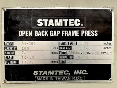 USED STAMTEC STAMTEC G1-160 PRESS