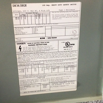 Used Cutler-Hammer DH363NGK Misc Electrical & Power Parts California US | Davliegogo LLC #1709788