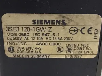 USED SIEMENS 3SE3 120-1GW-Z