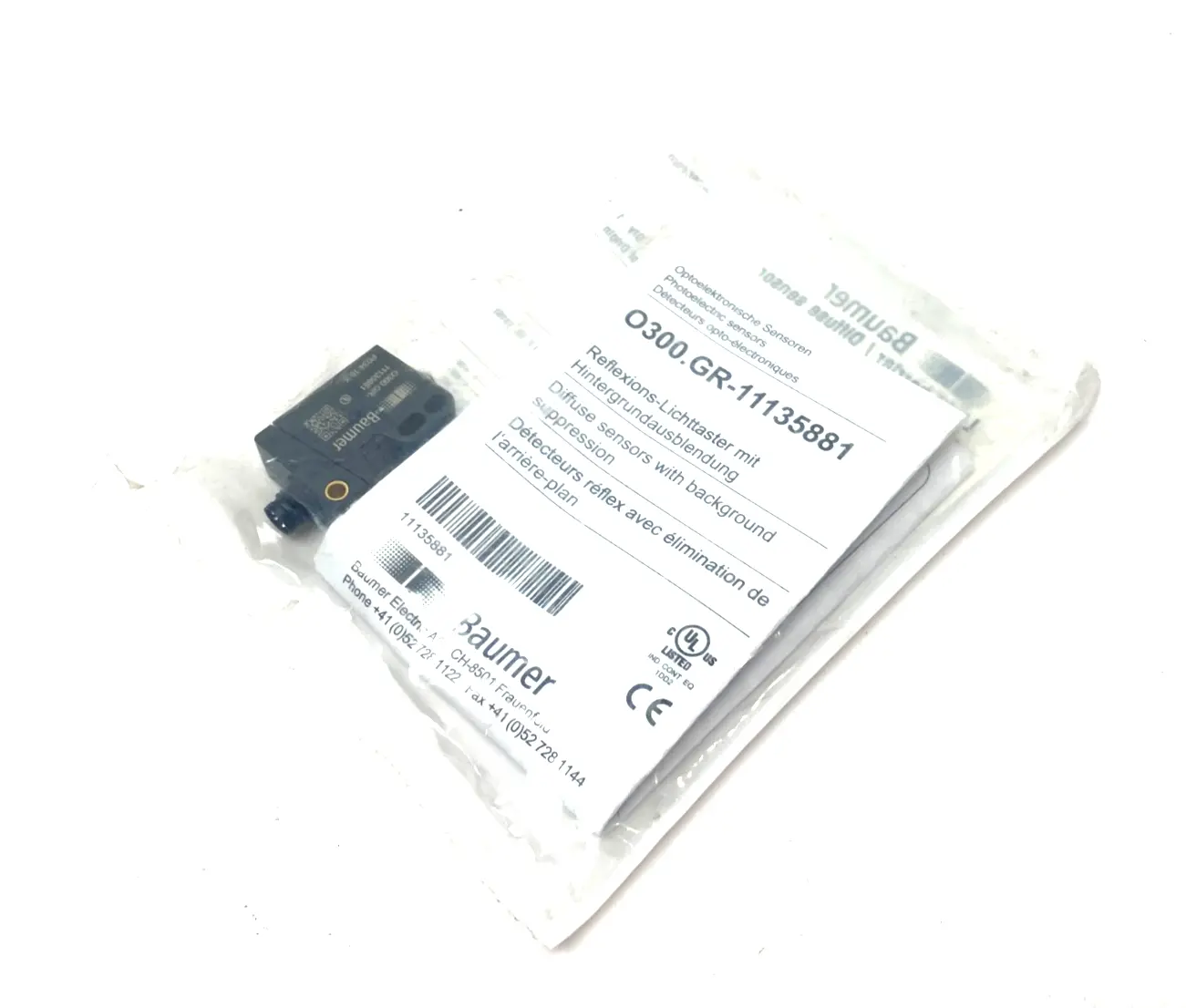 NEW BAUMER LIGHT BARRIER/DIFFUSE PHOTOELECTRIC SENSOR BACKGROUND SUPPRESSION