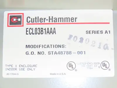 Cuttler Hammer ECL03B1AAA Lighting Contactor Electrical Enclosure No Contactors