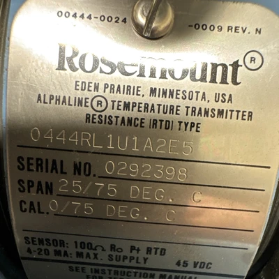 Used Rosemount 0444RL1U1A2E5 Transducers California US | Davliegogo LLC #1708243