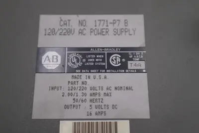 1771-P7 1771P7 B Allen Bradley 5vdc Power Supply 120/220 VOLTS STOCK L-427