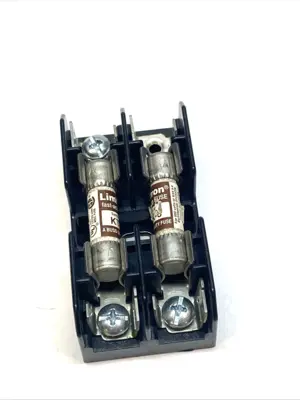 USED BUSSMANN 2-POLE MIDGET FUSE BLOCK 30A 600V MISSING SCREW