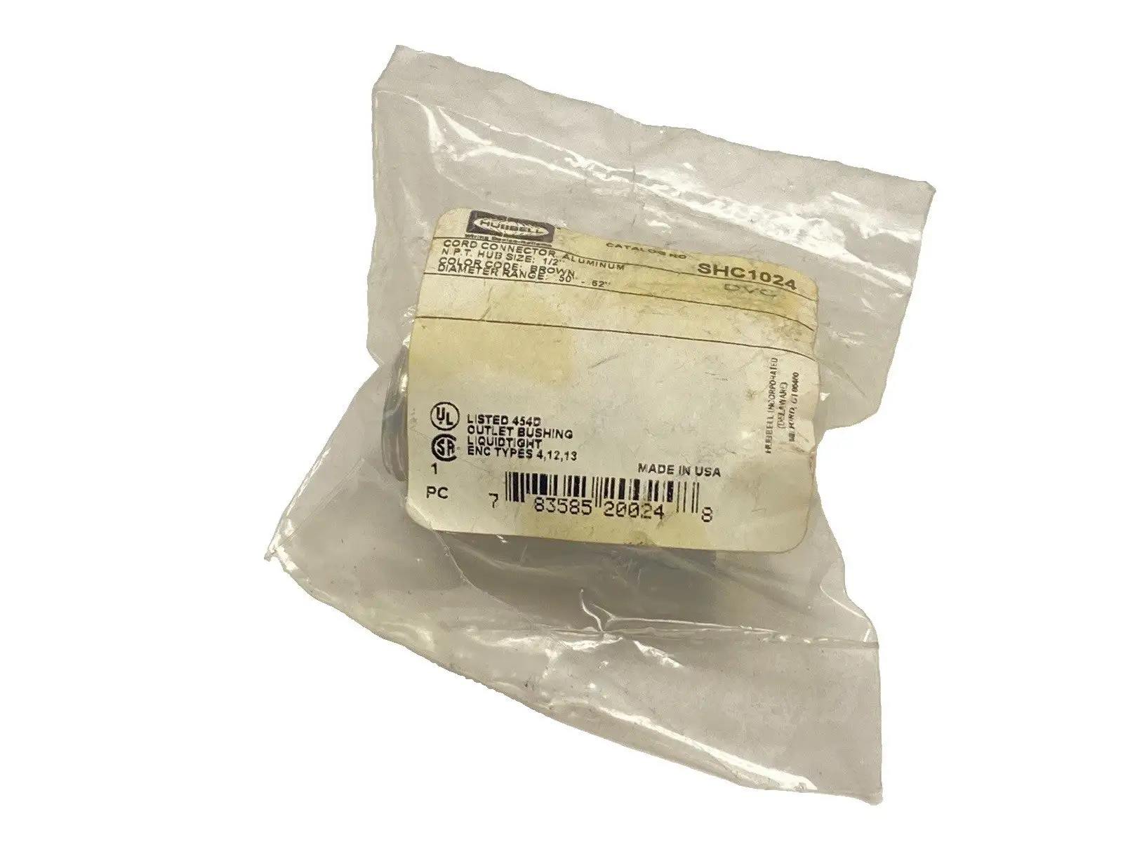 New | in-Stock Hubbell Kellems Aluminum Cord Connector 1/2" Hub Size .5-.63" Electrical Fittings Michigan US | Maverick Industrial Sales #1391772