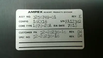 AMPEX 3256749-01 Memory Board 3E-4