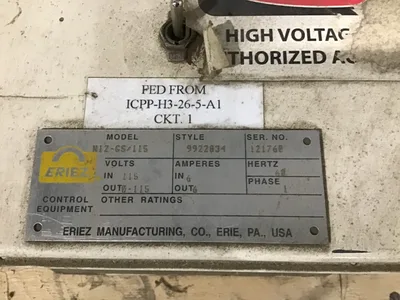 ERIEZ NIZ-GS/115 CONTROL BOX EQUIPMENT PHASE 1 Hertz 60