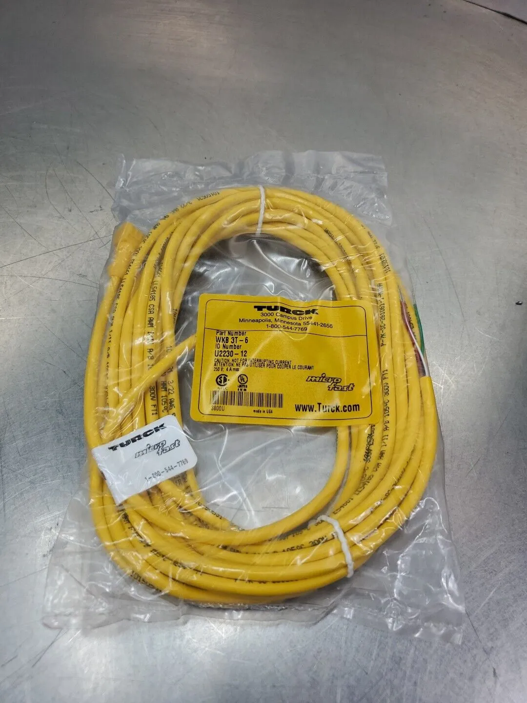 TURCK WKB 3T-6 (U2230-12) MicroFast PLC Cable. 5D-16