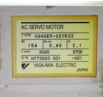 Yaskawa USASEM-02YR33, AC Servo Motor, 154W, 2.1A