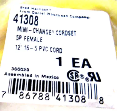NEW MOLEX WOODHEAD 41308 MINI-CHANGE CORDSET 5P FEMALE