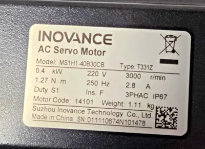 Inovance AC Servo Motor MS1H1-40B30CB PLF060-L-10-S2-P2 Gear