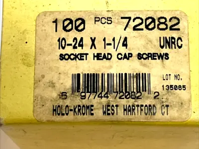 USED HOLO-KROME SOCKET HEAD CAP SCREW 10-24 X 1-1/4 ALLOY STEEL