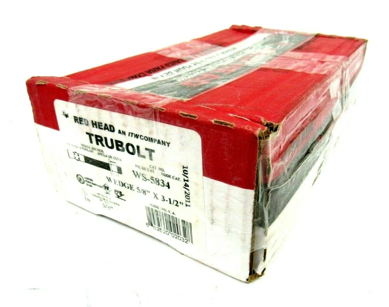 NEW BOX OF 10 ITW RED HEAD WS-5834 WEDGE ANCHOR 5/8" x 3-1/2" WS5834