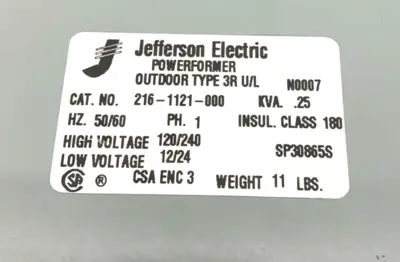 216-1121-000 | Jefferson Electric   Powerformer Transformer Outdoor Type 3R U/L - Used