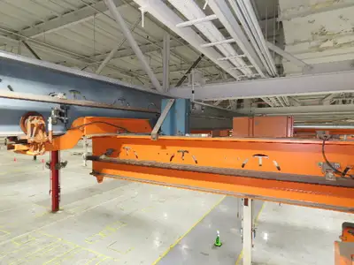 Cleveland Tramrail P&H 1 Ton Single Girder Underhung Bridge Crane 45' 10" Span