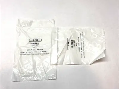 NEW SUPERIOR WASHER & GASKET CORPORATION PTFE WASHER PKG OF 10, LOT OF 2