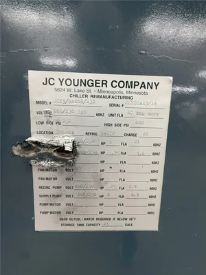5 Ton JC Younger Chiller, Model JCY5/AC208/230, R407F Refrigerant
