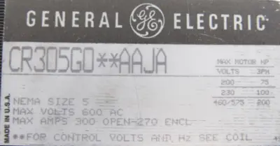 NEW GENERAL ELECTRIC CR305G027AAJA MAGNETIC CONTACTOR SIZE 5