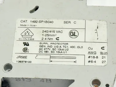 1492-SP1B040 | Allen Bradley  Ser C Circuit Breaker 4A 240/415 VAC - Used