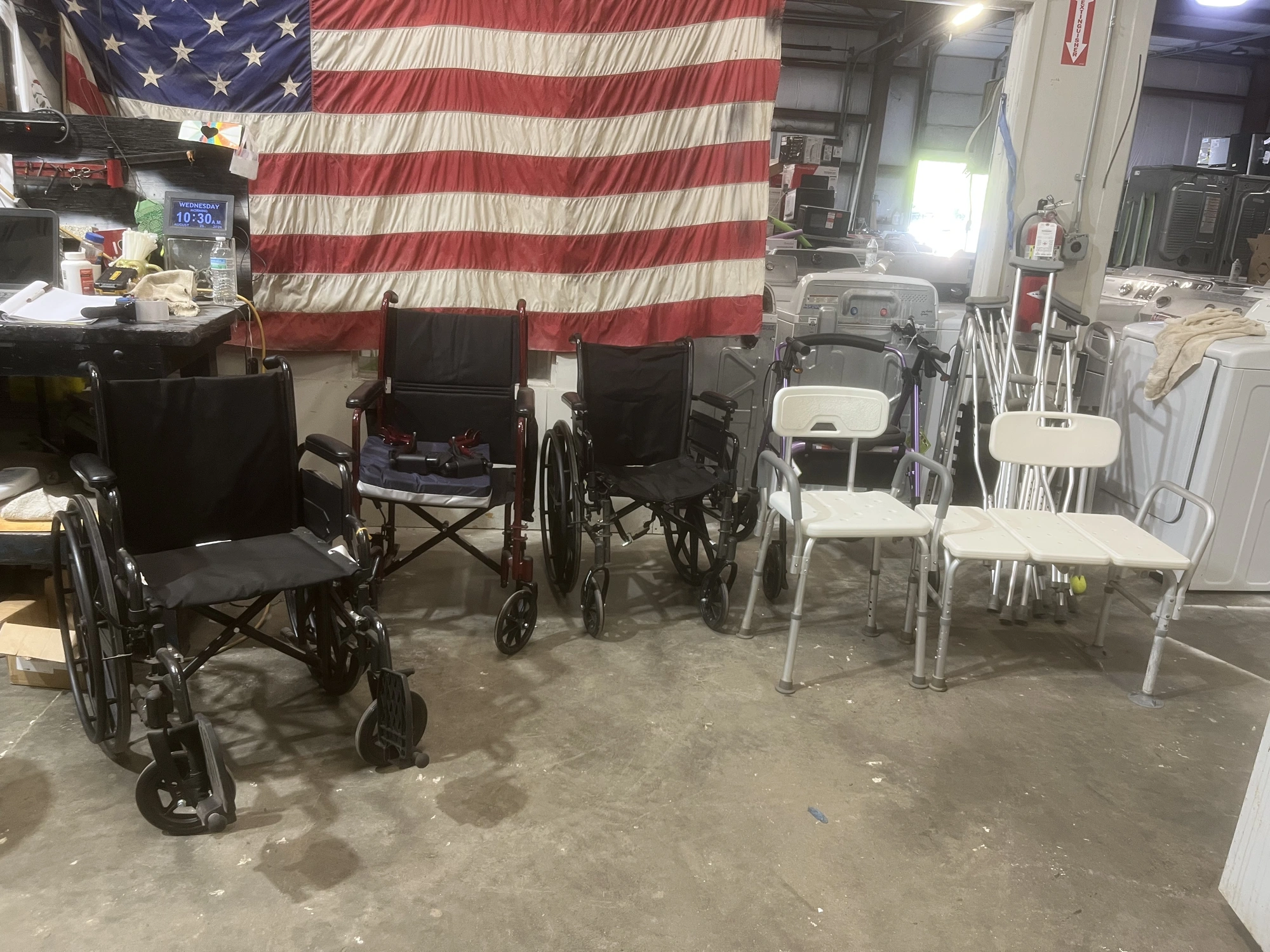 Used LARGE LOT OF WHEELCHAIRS CRUTCHES WALKERS AND SHOWER SEATS _UNKNOWN_ Home Care / Nursing Supplies Michigan US | Miedema Asset Management Group #1414871