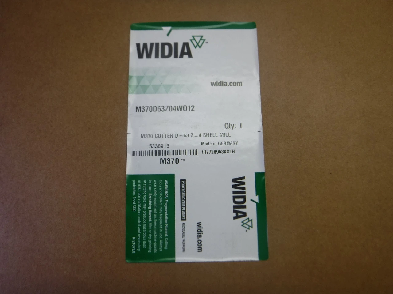 Widia 63mm Indexable Facemill 22mm Arbor M370D63Z04W012 (LOC3333A)