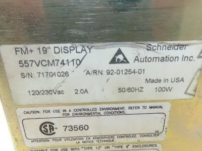 Schneider Automation Control Panel Operator Interface FM+ 19" Display
